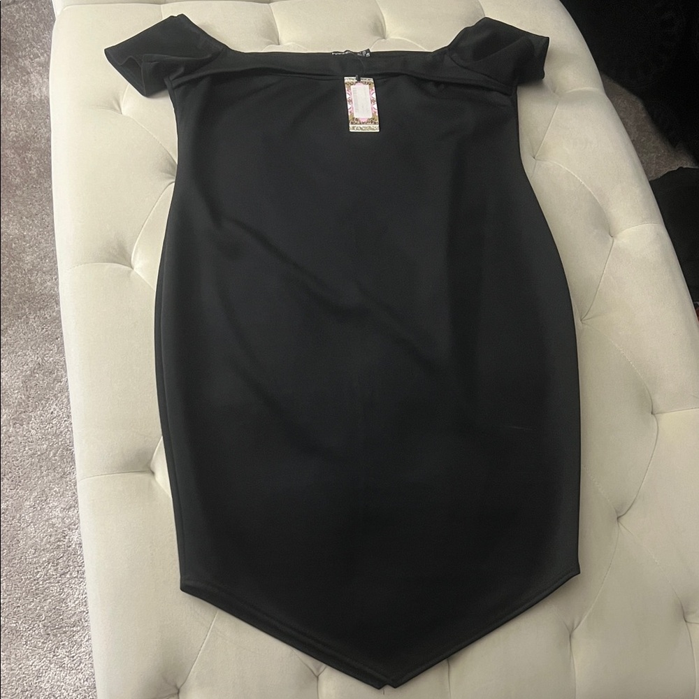 Boohoo Black Off-Shoulder Mini Dress